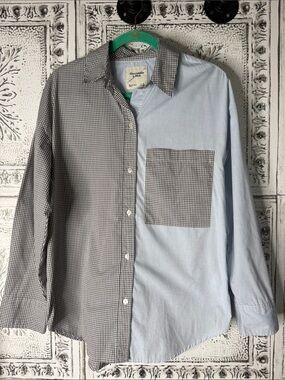 Abercrombie & Fitch Two-Pattern Light Blue and Black Check Button-Down Shirt